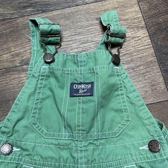 Oshkosh B’gosh Solid Green Jumper Overalls Short 24 Mo. Vestpak Vintage Unisex - Picture 2 of 7